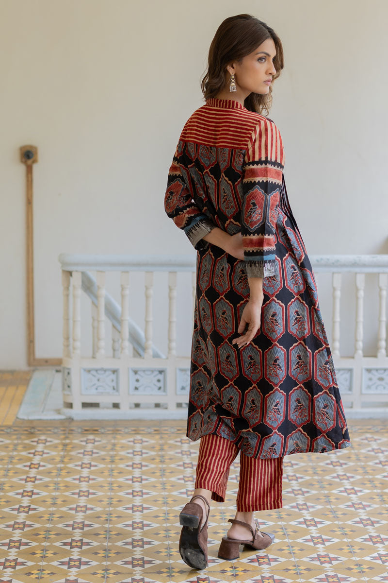 Chanderi Silk Pintuck Kurta Set of 2 - Noura