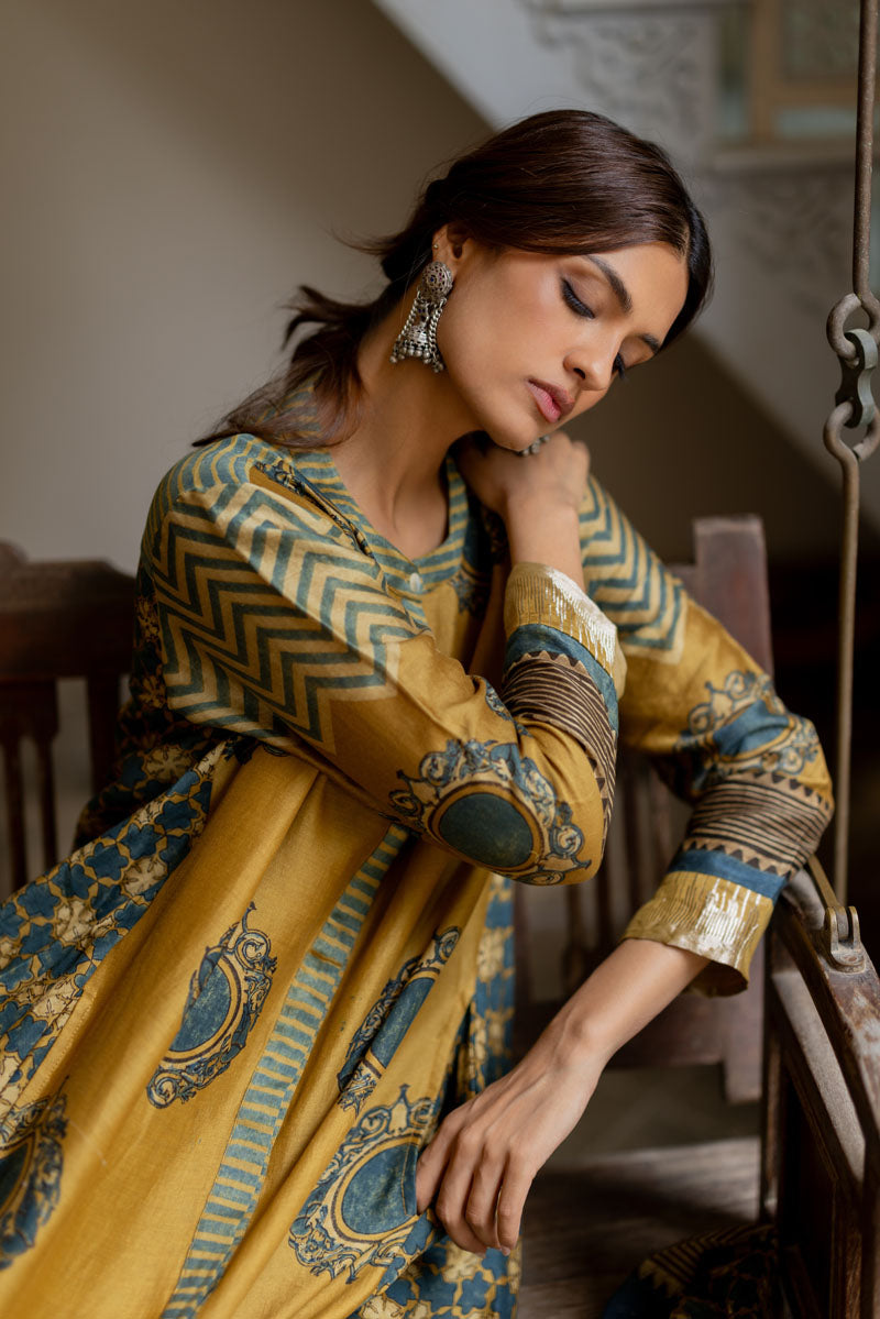 Chanderi Silk A-line Kurta Set of 2 - Firdaus