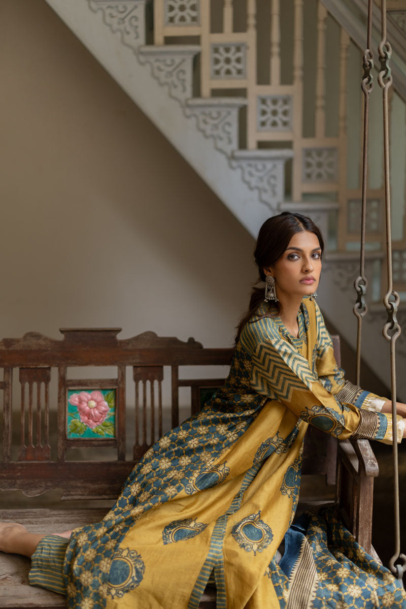 Chanderi Silk A-line Kurta Set of 2 - Firdaus