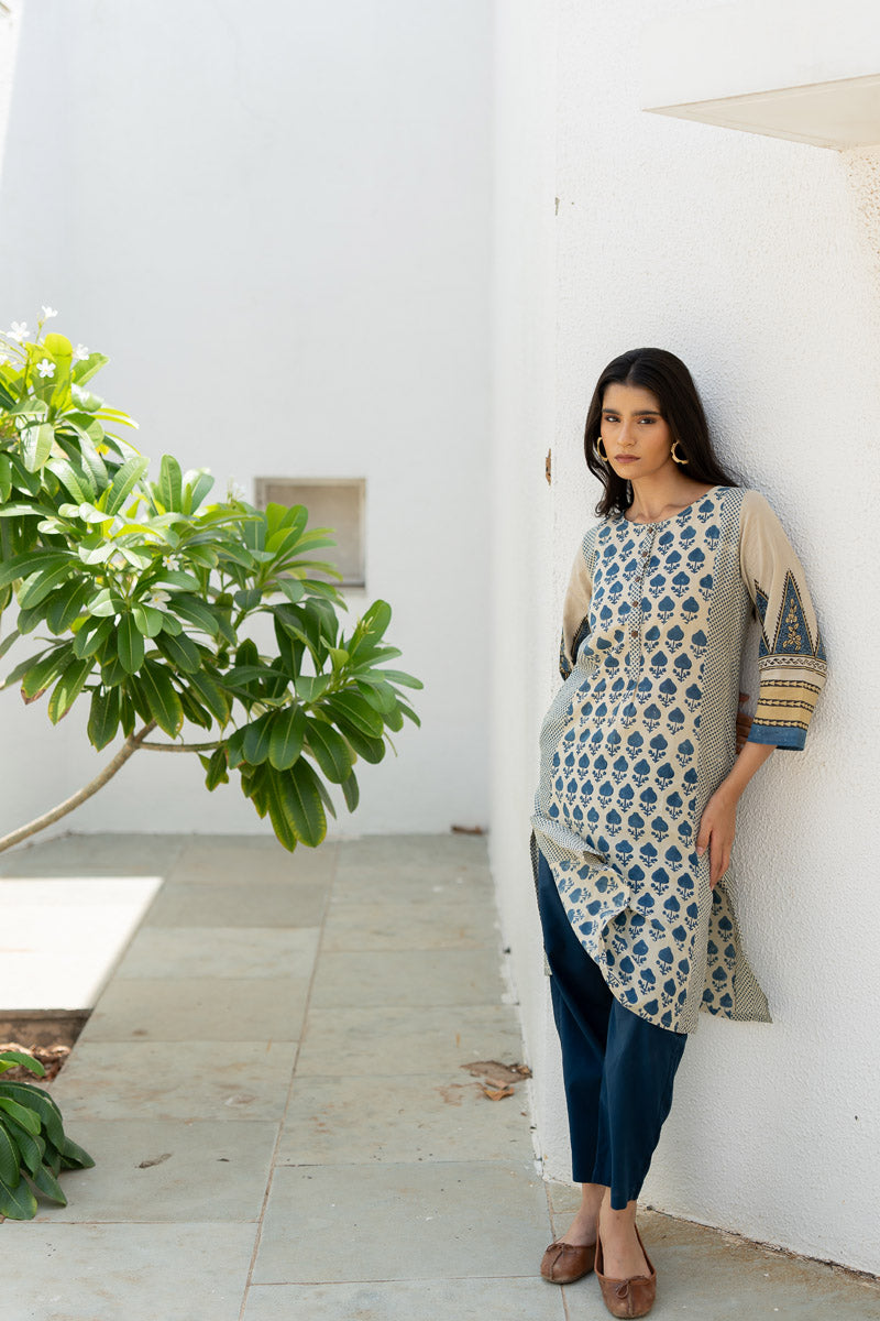 Panelled Kurta - Ark Indigo