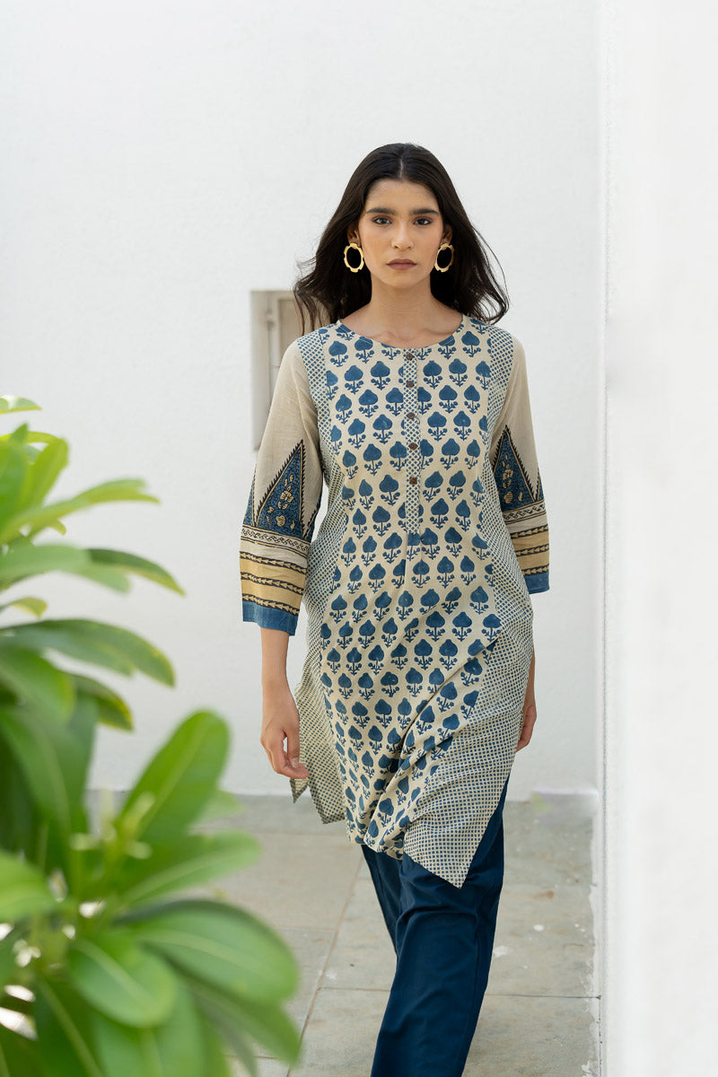 Panelled Kurta - Ark Indigo