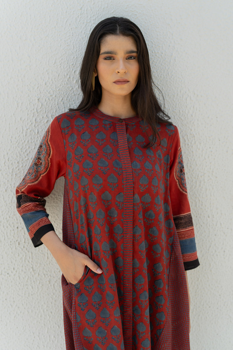 A-line Kurta - Baani Red