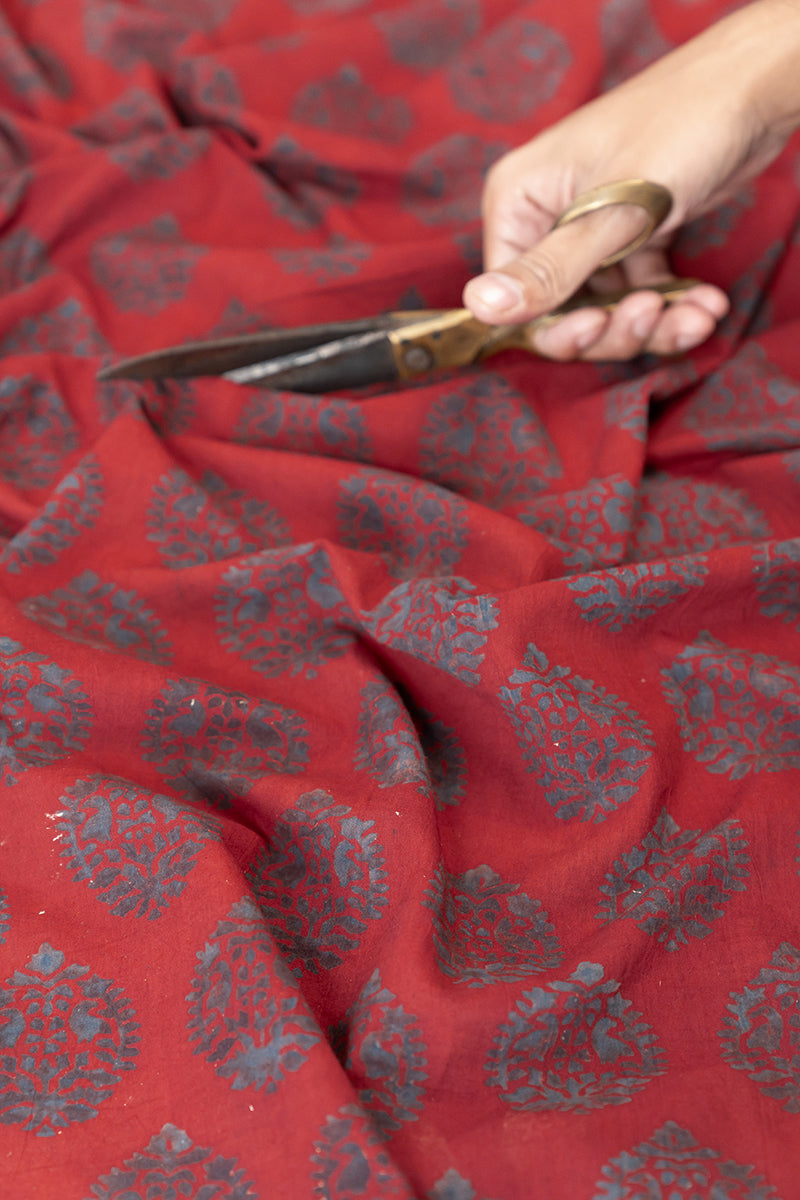 Cotton Fabric - Nasrin Red & Indigo