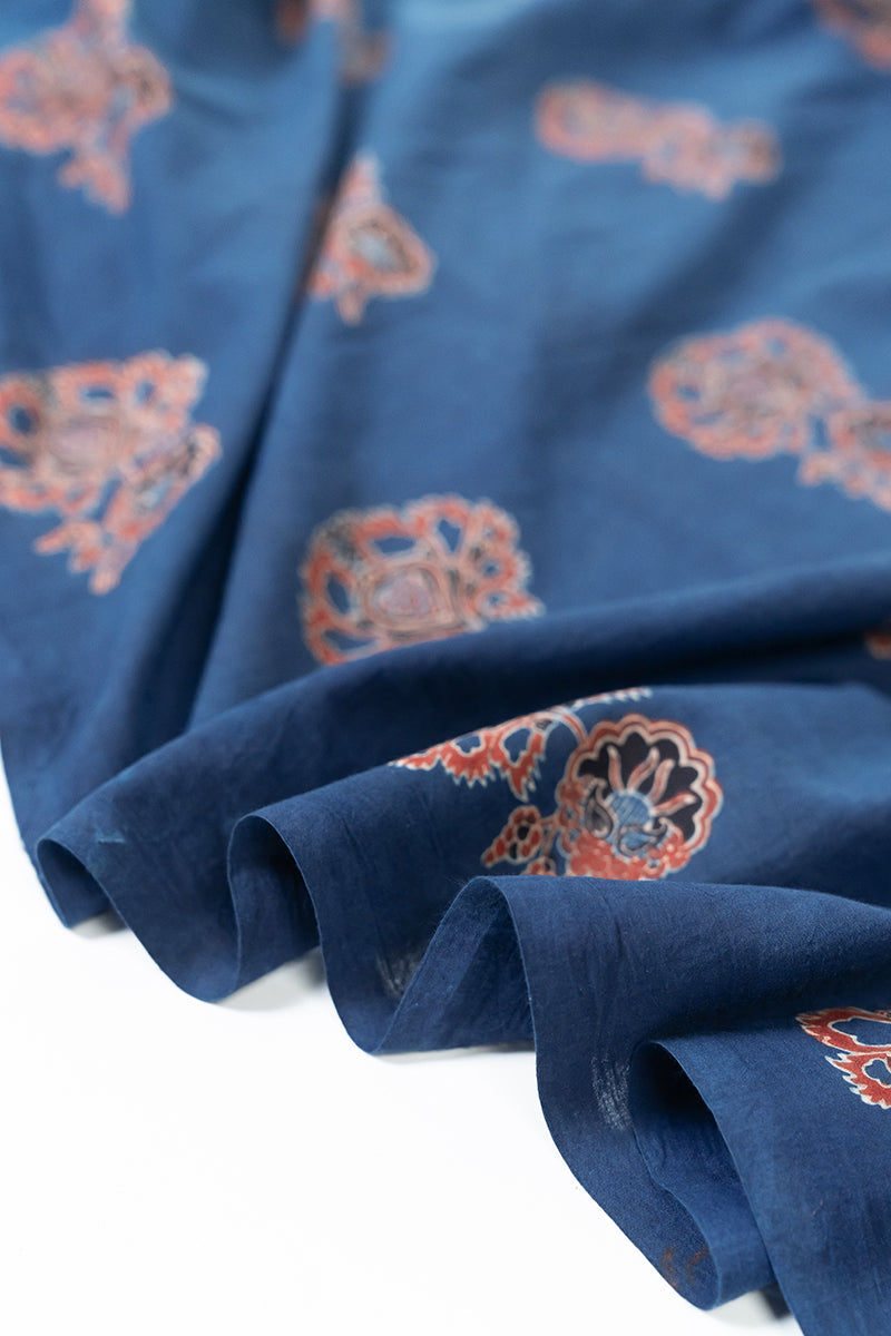 Cotton Fabric - Giyah Indigo & Red