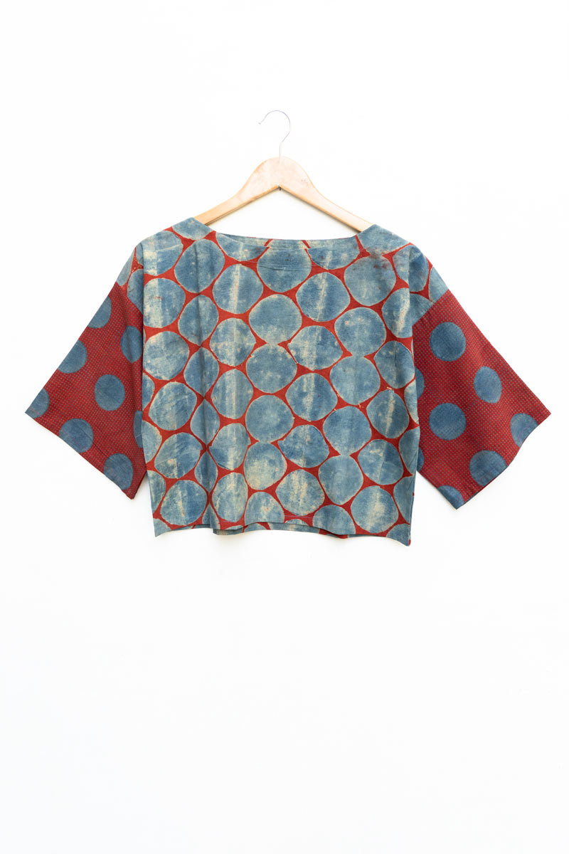 Basic Top - Taha Indigo & Red Polka  SS