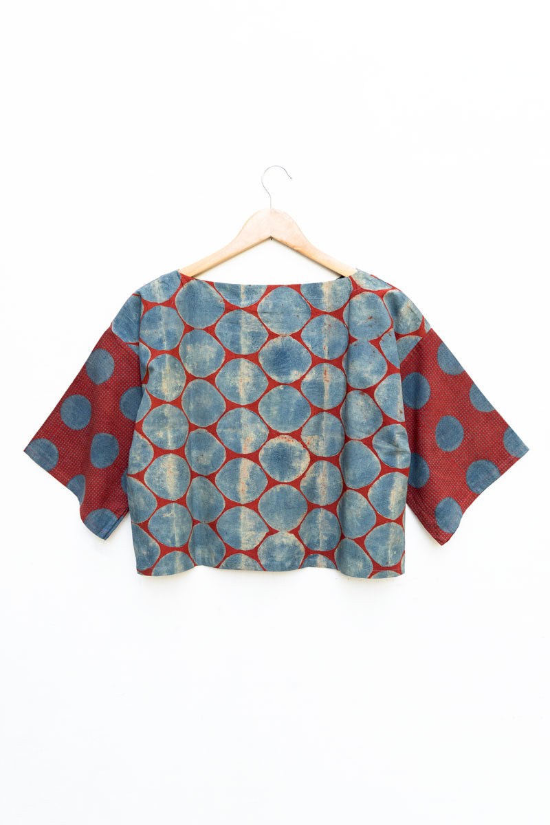 Basic Top - Taha Indigo & Red Polka  SS
