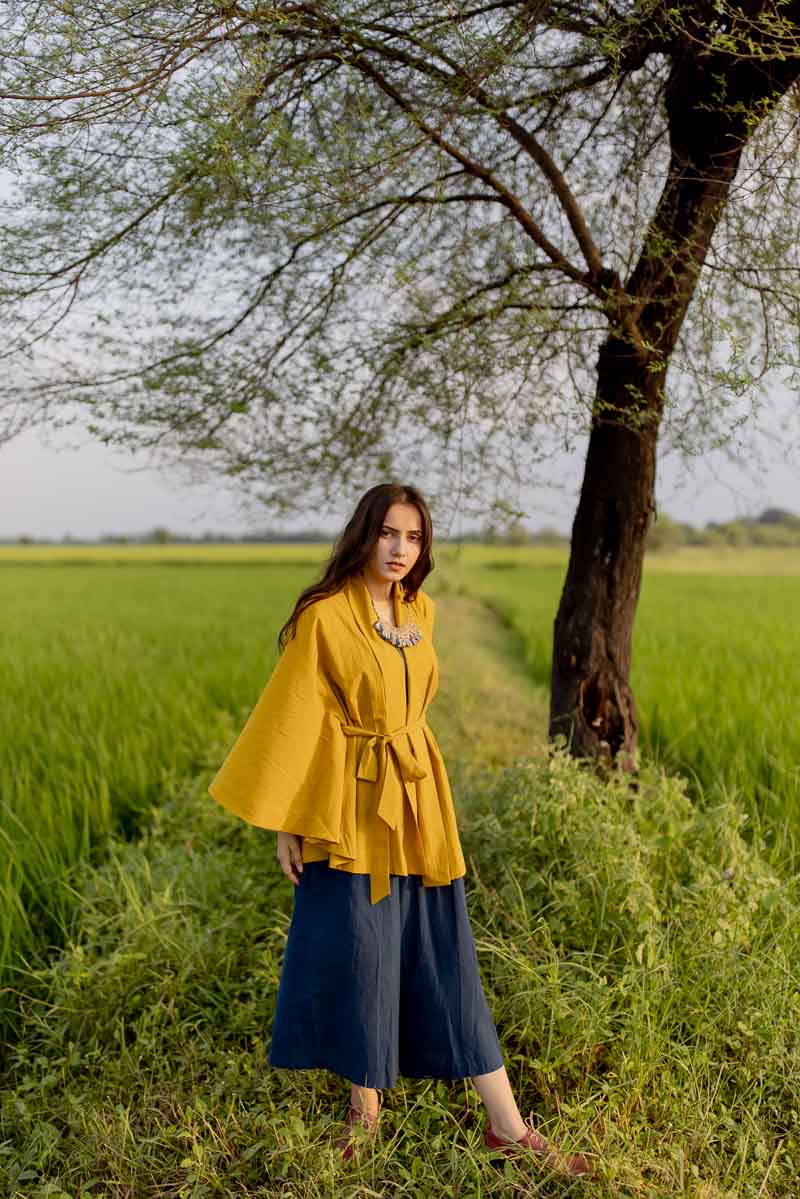 Freesize Kimono Overlay – Mustard Green