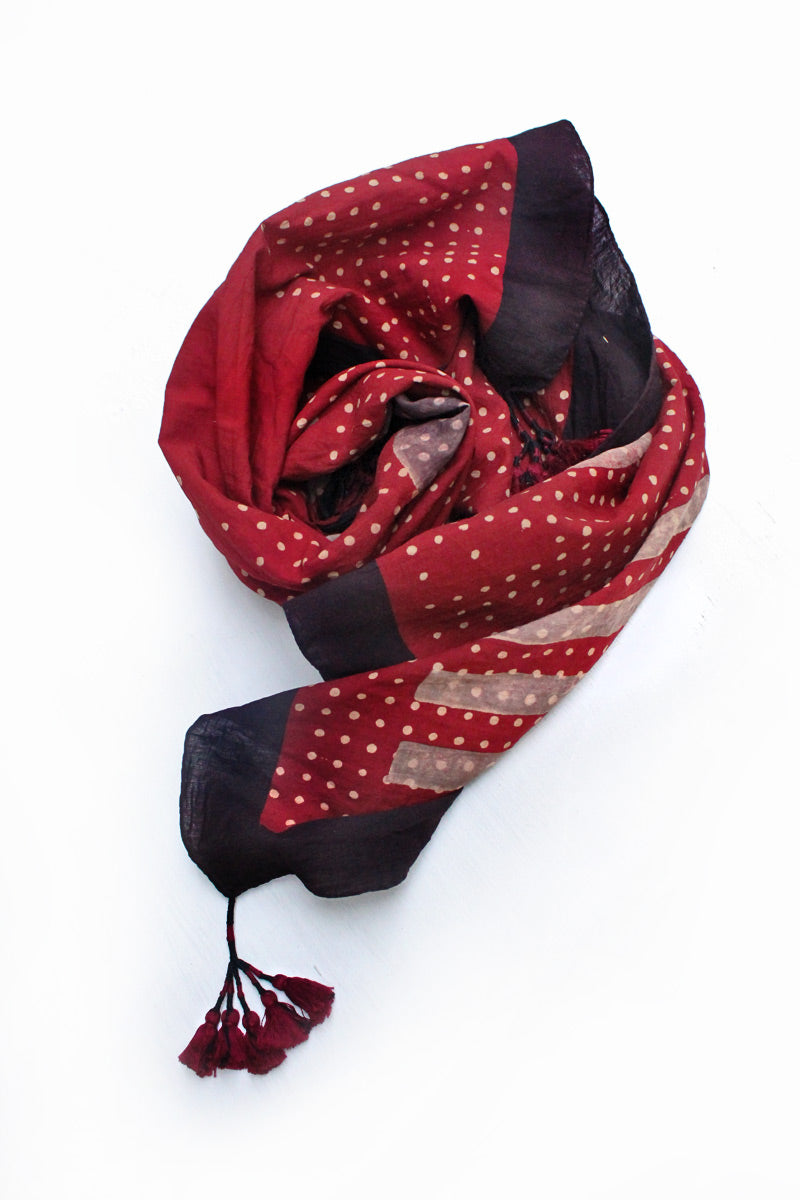 Cotton Scarf - Red Dots & Circles