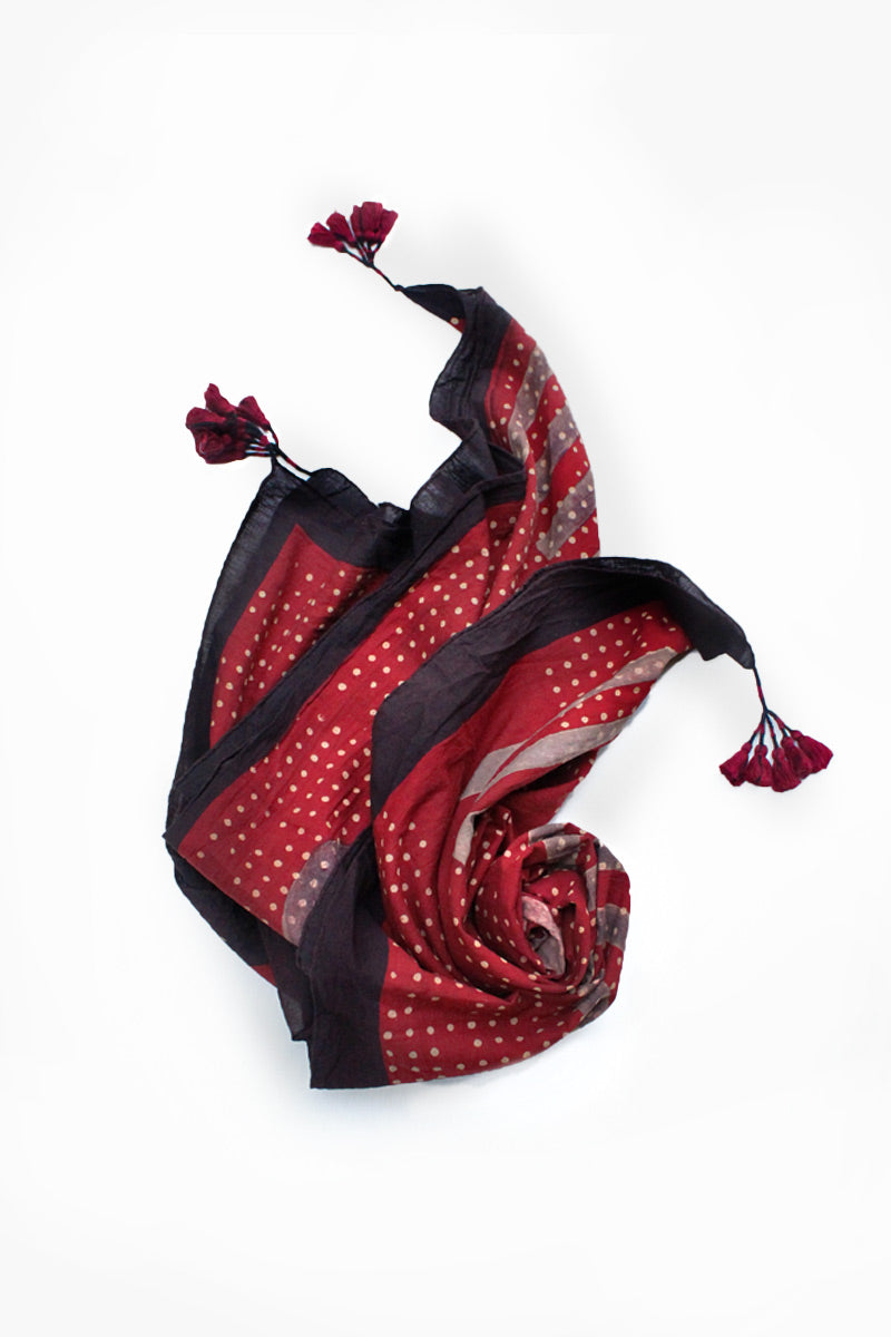 Cotton Scarf - Red Dots & Circles