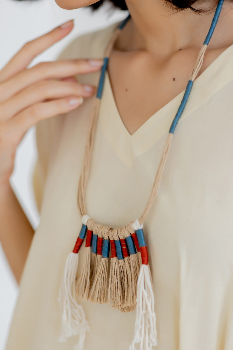 Handmade Jute Tassel Necklace