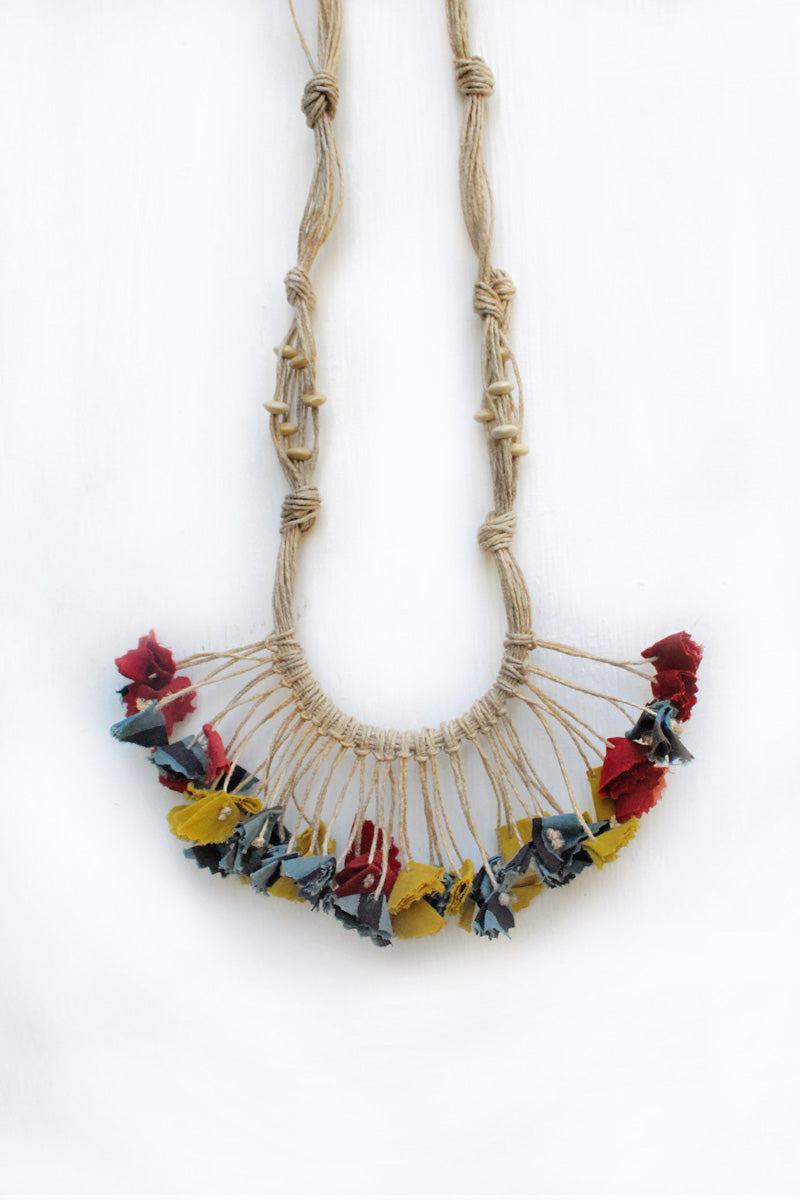 Handmade Textile Tassel Necklace -10